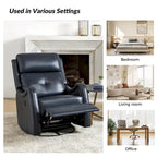Fauteuil inclinable, pivotant et berçant en cuir véritable avec clous décoratifs par