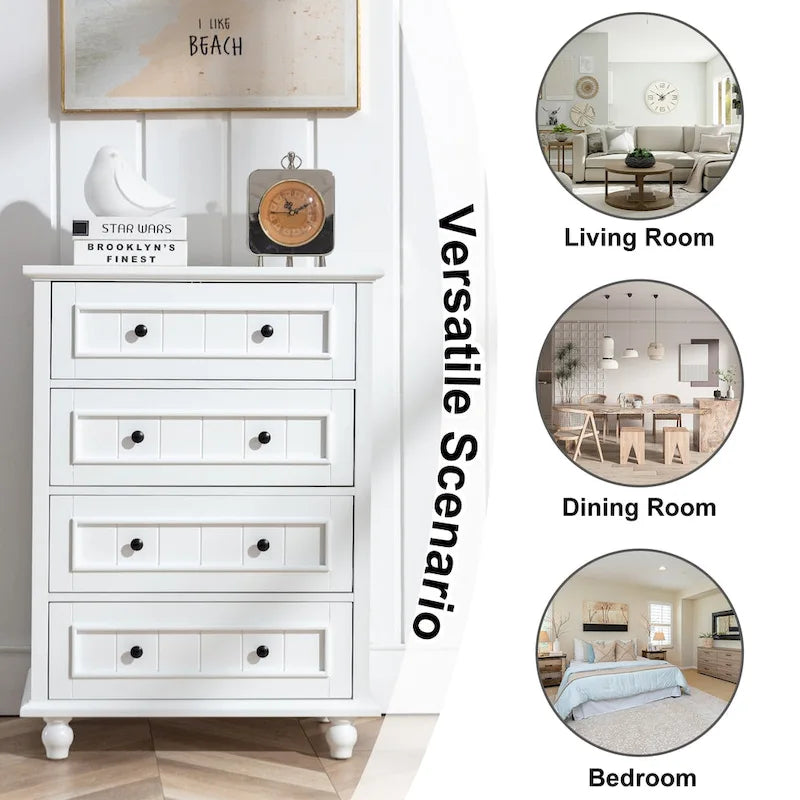 Commode large à 4 tiroirs Meuble de rangement grande largeur pour chambre et salon