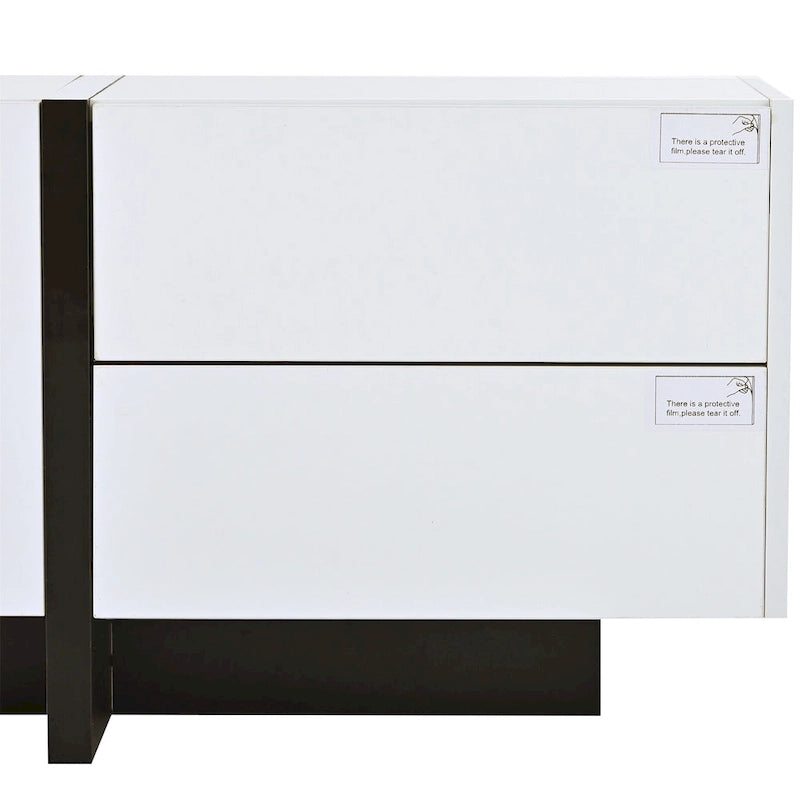 Meuble TV rectangulaire moderne pour téléviseurs jusqu'à 80 pouces avec surface UV brillante