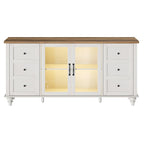 Meuble TV de ferme avec armoire de rangement, console de centre de divertissement en verre et bois