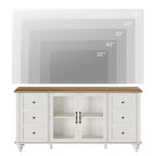 Meuble TV de ferme avec armoire de rangement, console de centre de divertissement en verre et bois