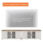 Meuble TV de ferme avec armoire de rangement, console de centre de divertissement en verre et bois