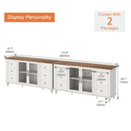 Meuble TV de ferme avec armoire de rangement, console de centre de divertissement en verre et bois