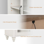 Meuble TV de ferme avec armoire de rangement, console de centre de divertissement en verre et bois