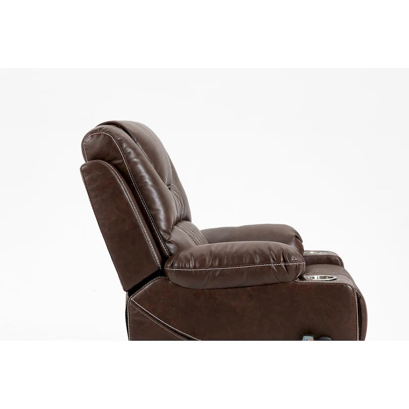 Fauteuil inclinable releveur en cuir avec massage et chauffage