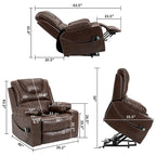 Fauteuil inclinable releveur en cuir avec massage et chauffage