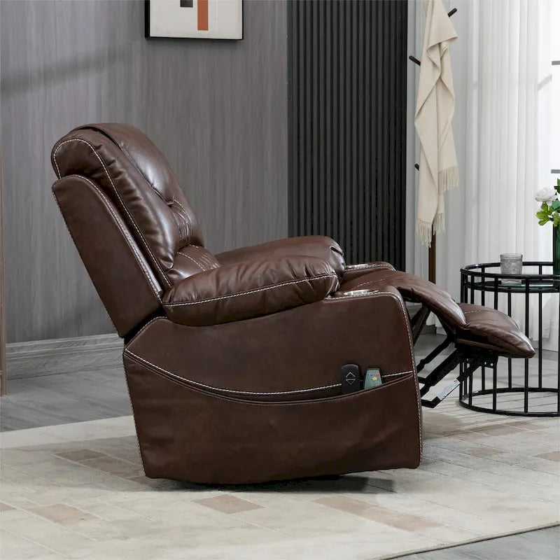 Fauteuil inclinable releveur en cuir avec massage et chauffage