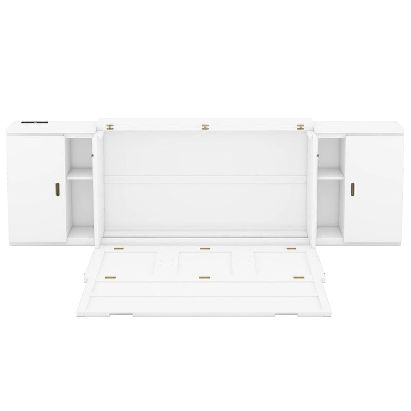 Lit escamotable Queen Size avec étagères, placards et ports USB