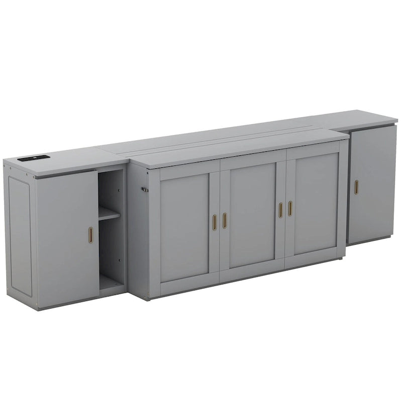 Lit escamotable Queen Size avec étagères, placards et ports USB