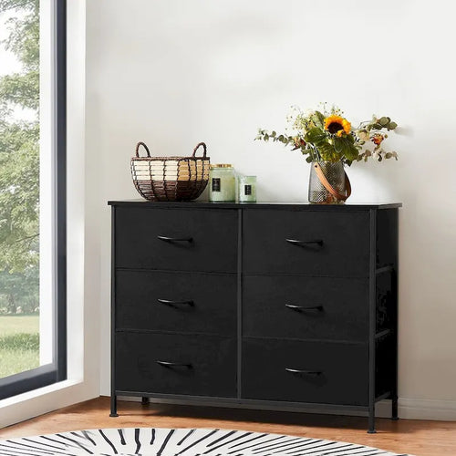 Commode à 6 tiroirs, Meuble de rangement vertical, Unité de rangement pour chambre à coucher et salon