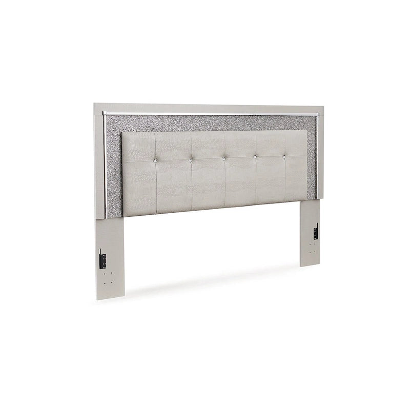 Tête de lit capitonnée Signature Design by Ashley Zyniden Silver avec 2 tables de chevet