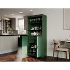 Armoire de cuisine 100 % en bois massif avec 2 portes en verre transparent ou en bois massif et organiseur à 2 tiroirs par