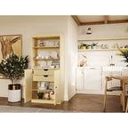 Armoire de cuisine 100 % en bois massif avec 2 portes en verre transparent ou en bois massif et organiseur à 2 tiroirs par