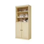 Armoire de cuisine 100 % en bois massif avec 2 portes en verre transparent ou en bois massif et organiseur à 2 tiroirs par