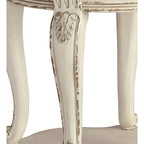 Table d'appoint ronde en bois avec étagère inférieure ouverte, marron et blanc antique