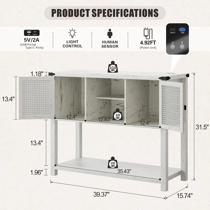 Console large de 39 pouces