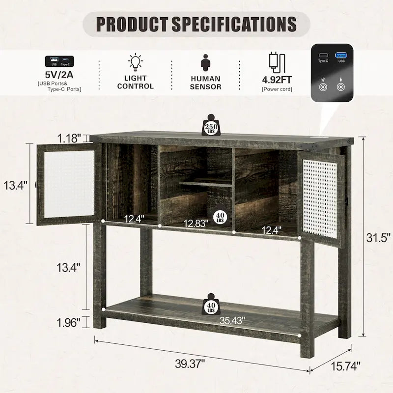 Console large de 39 pouces