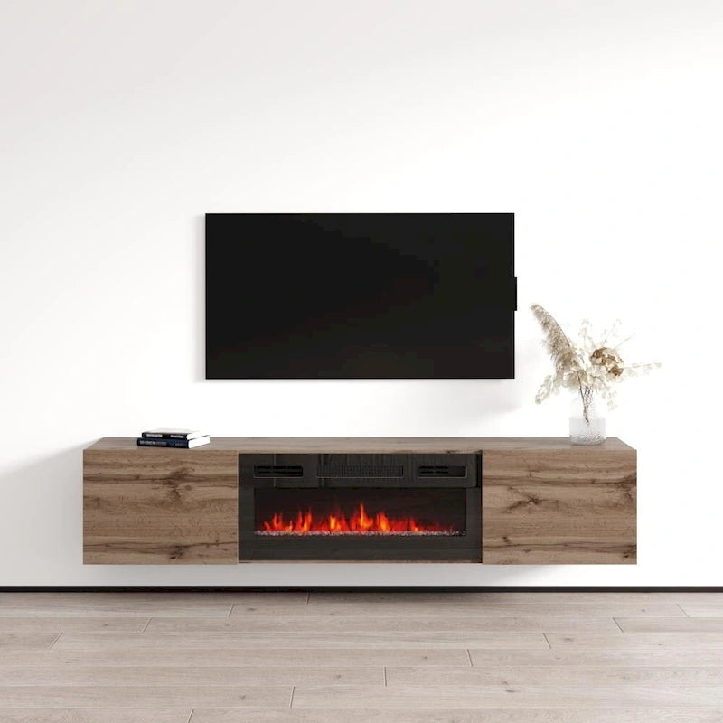 Meuble TV flottant avec cheminée