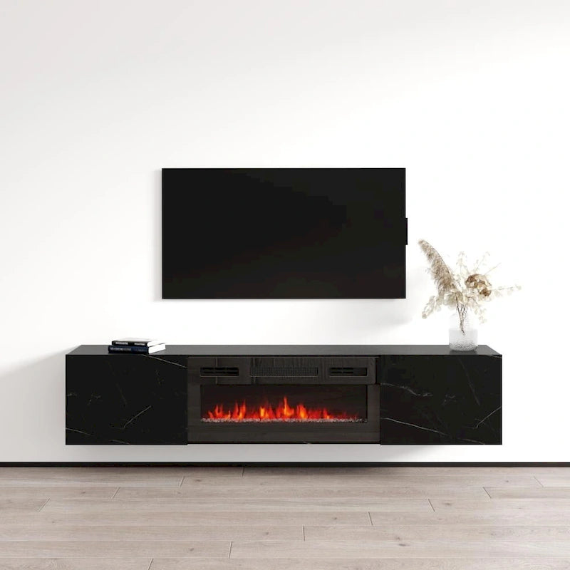 Meuble TV flottant avec cheminée