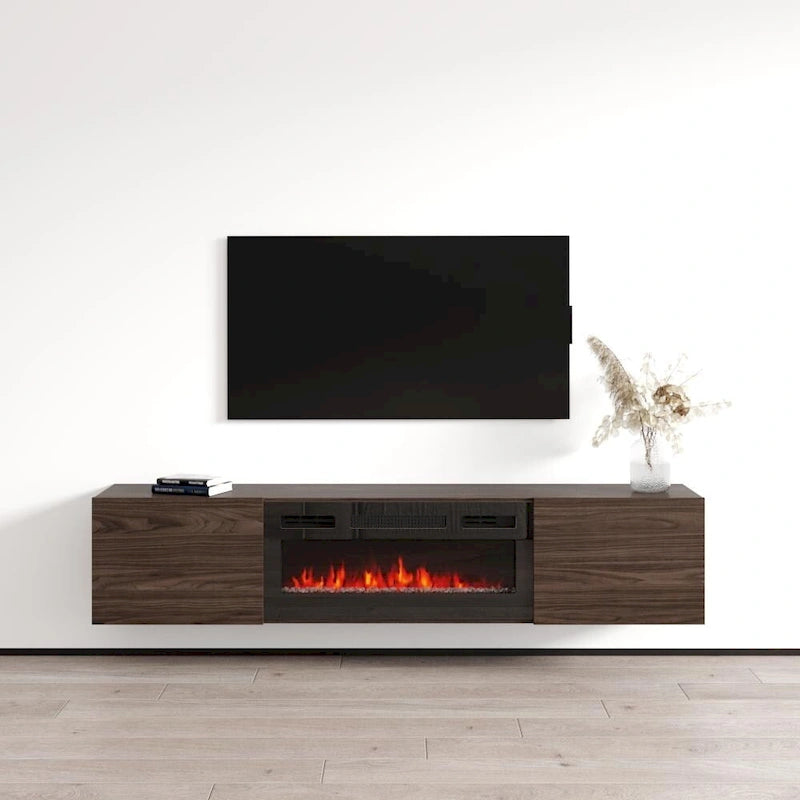 Meuble TV flottant avec cheminée
