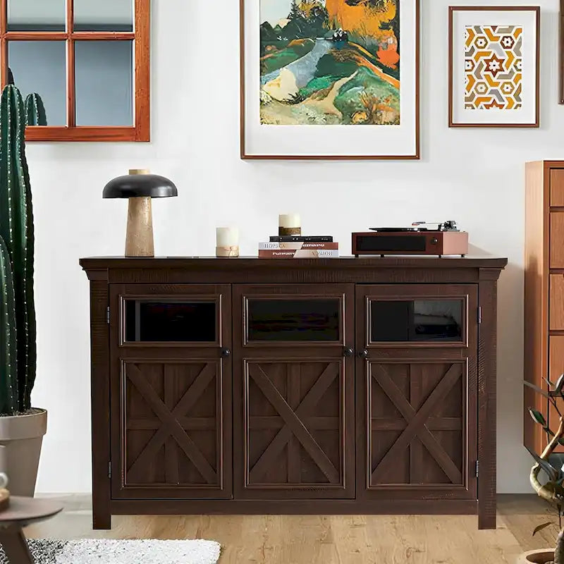 Buffet bas à 3 portes, grand buffet, meuble de bar à vin, buffet, table de bar à café, bar à vin