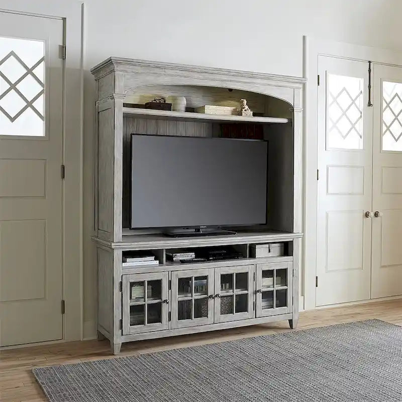 Meuble TV blanc antique en bois de tabac