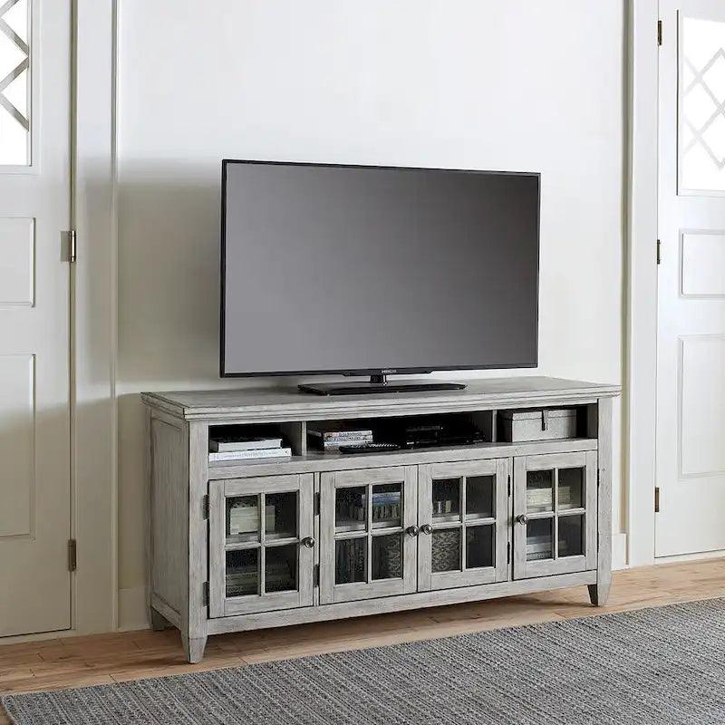 Meuble TV blanc antique en bois de tabac