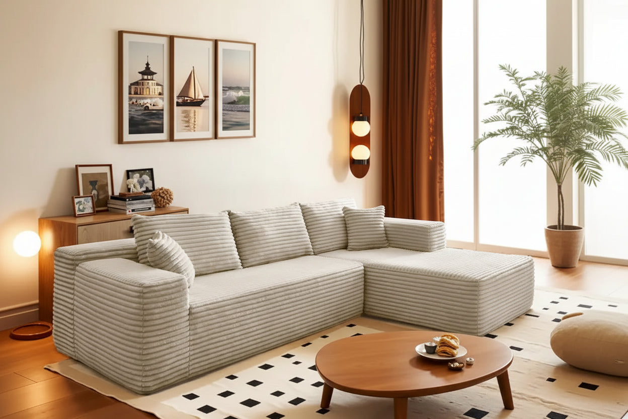 Canapé d'angle moderne avec coussins pour salon