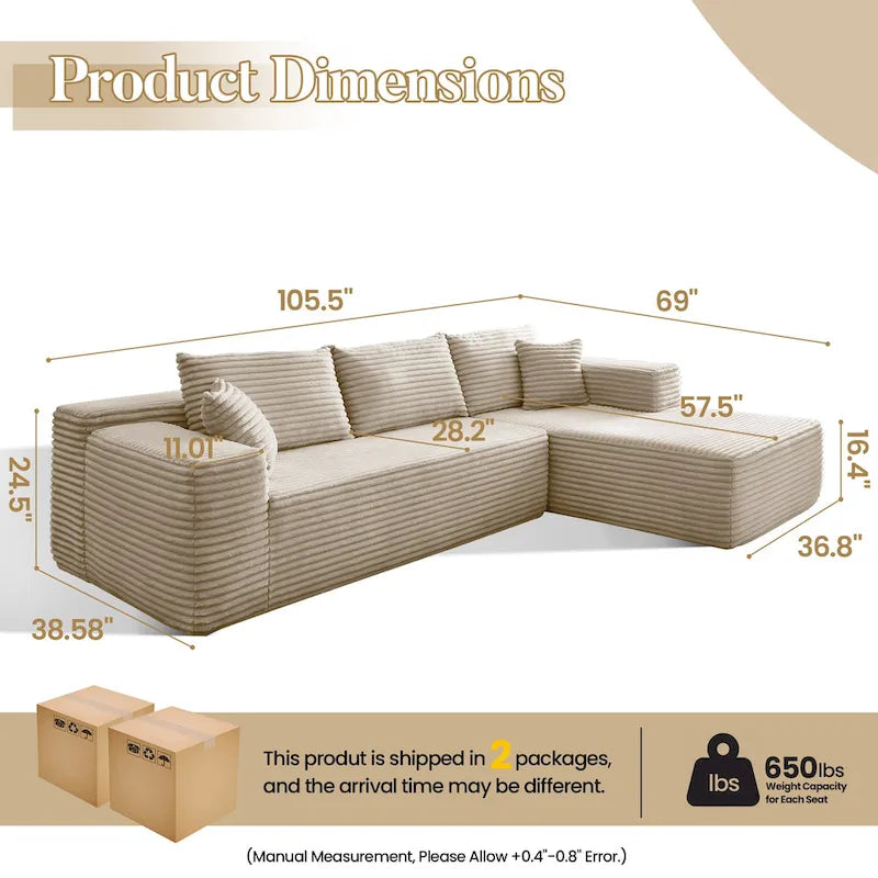 Canapé d'angle moderne avec coussins pour salon