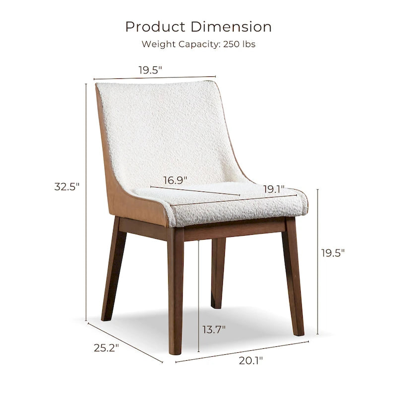 Lot de 2 chaises de salle à manger à oreilles Beau III Mid-century