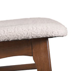 Beau | Lot de 2 chaises de salle à manger en noyer de style milieu de siècle avec assises en tissu bouclé