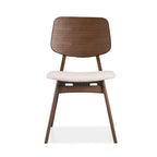 Beau | Lot de 2 chaises de salle à manger en noyer de style milieu de siècle avec assises en tissu bouclé