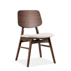 Beau | Lot de 2 chaises de salle à manger en noyer de style milieu de siècle avec assises en tissu bouclé