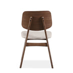 Beau | Lot de 2 chaises de salle à manger en noyer de style milieu de siècle avec assises en tissu bouclé