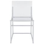 Chaise de salle à manger de 18 pouces, siège incurvé en acrylique transparent, chrome