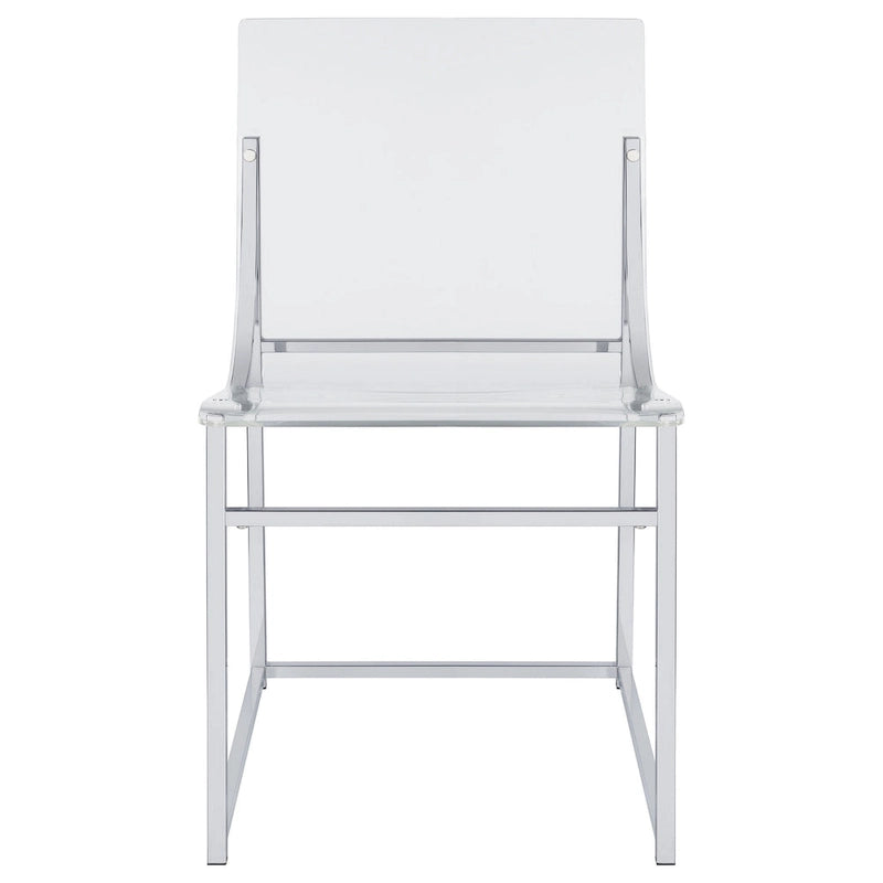 Chaise de salle à manger de 18 pouces, siège incurvé en acrylique transparent, chrome