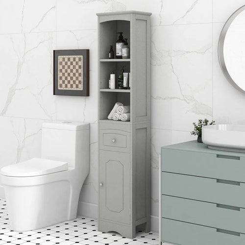 67 Armoires de rangement hautes pour salle de bain, meuble de rangement autoportant avec tiroir, porte et étagères réglables