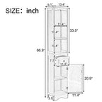 67 Armoires de rangement hautes pour salle de bain, meuble de rangement autoportant avec tiroir, porte et étagères réglables