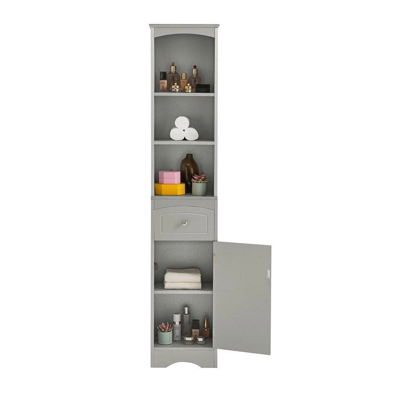 67 Armoires de rangement hautes pour salle de bain, meuble de rangement autoportant avec tiroir, porte et étagères réglables