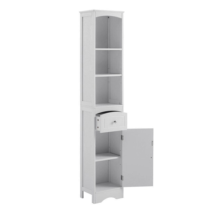 67 Armoires de rangement hautes pour salle de bain, meuble de rangement autoportant avec tiroir, porte et étagères réglables