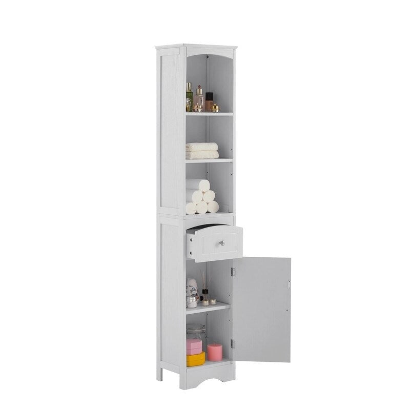 67 Armoires de rangement hautes pour salle de bain, meuble de rangement autoportant avec tiroir, porte et étagères réglables