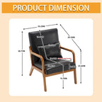 Fauteuil simple en bois avec revêtement en velours/cuir, style Mid-Century Modern, pour salon