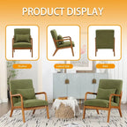 Fauteuil simple en bois avec revêtement en velours/cuir, style Mid-Century Modern, pour salon