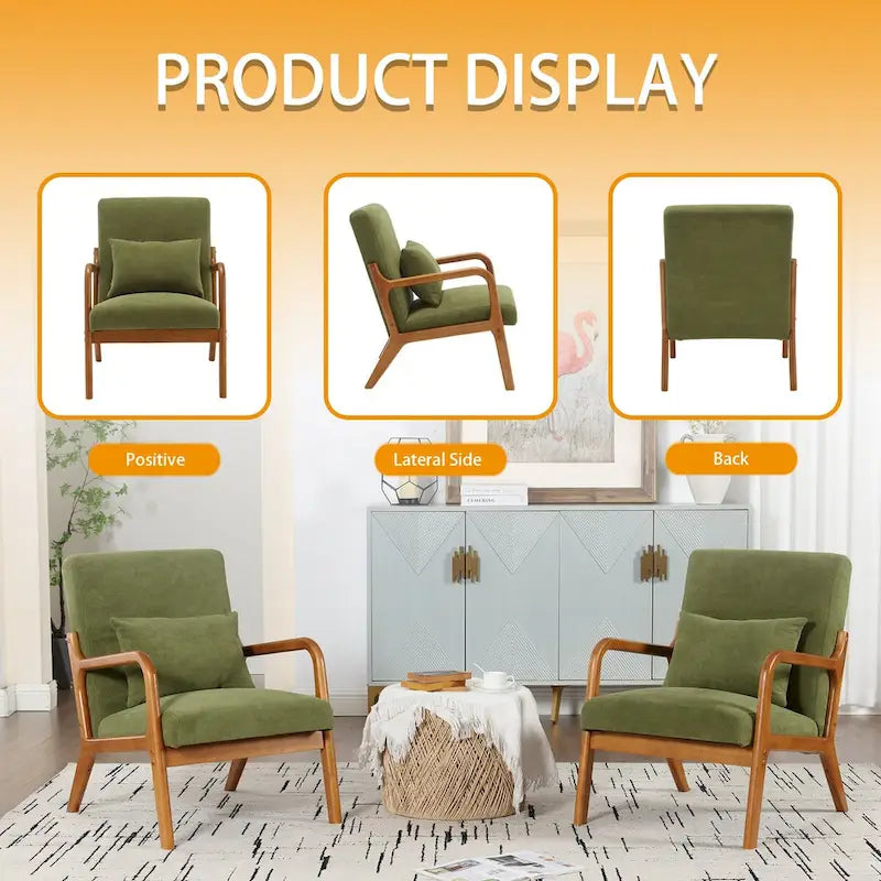 Fauteuil simple en bois avec revêtement en velours/cuir, style Mid-Century Modern, pour salon