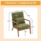 Fauteuil simple en bois avec revêtement en velours/cuir, style Mid-Century Modern, pour salon