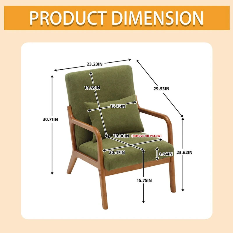 Fauteuil simple en bois avec revêtement en velours/cuir, style Mid-Century Modern, pour salon