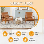 Fauteuil simple en bois avec revêtement en velours/cuir, style Mid-Century Modern, pour salon