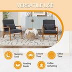 Fauteuil simple en bois avec revêtement en velours/cuir, style Mid-Century Modern, pour salon