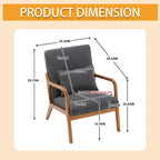 Fauteuil simple en bois avec revêtement en velours/cuir, style Mid-Century Modern, pour salon