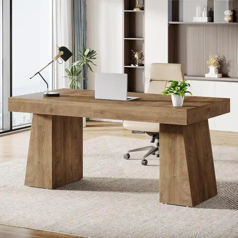 Bureau de direction moderne en bois brun pour bureau à domicile